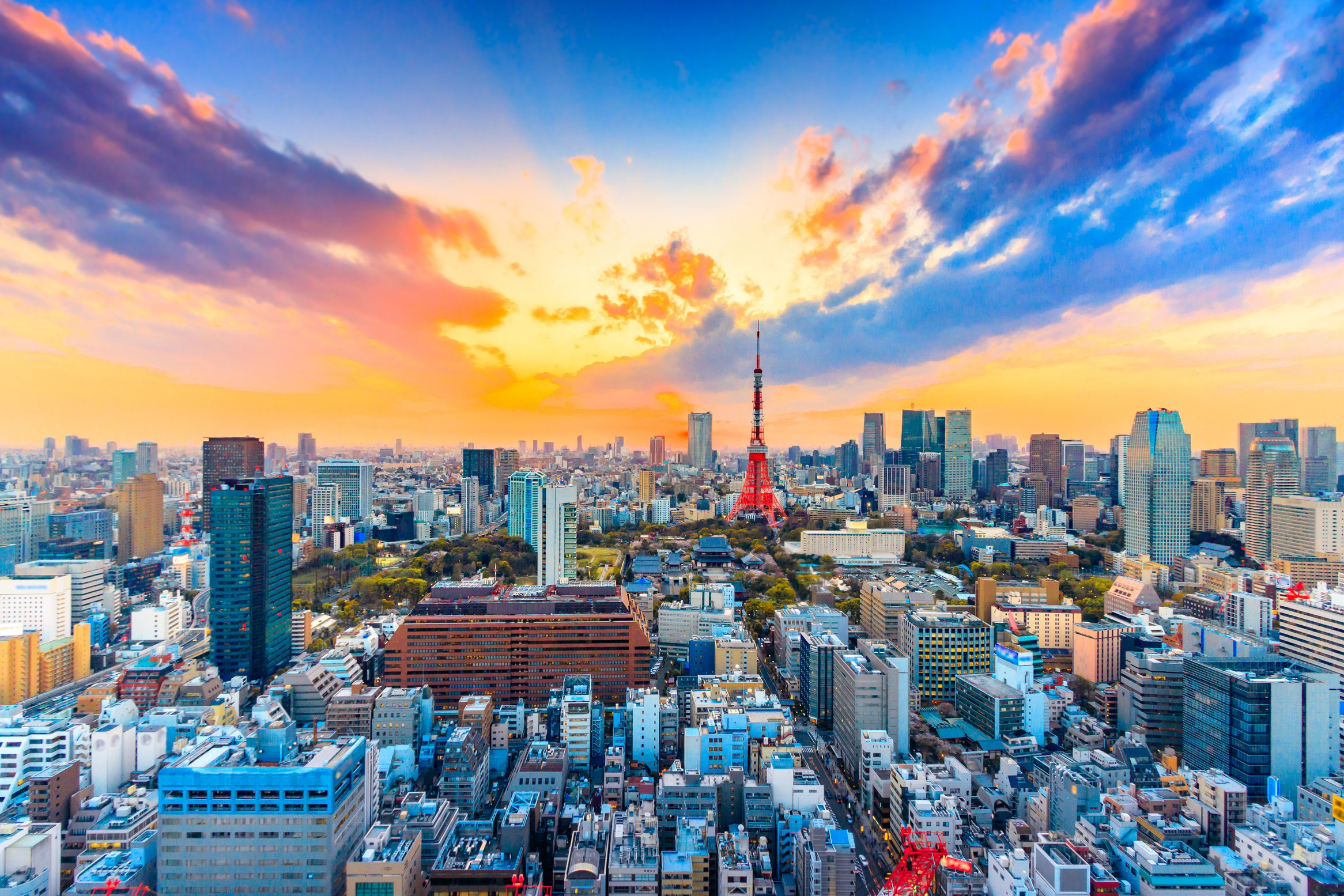 Cityscapes Tokyo, Japan skyline with the Tokyo Tower